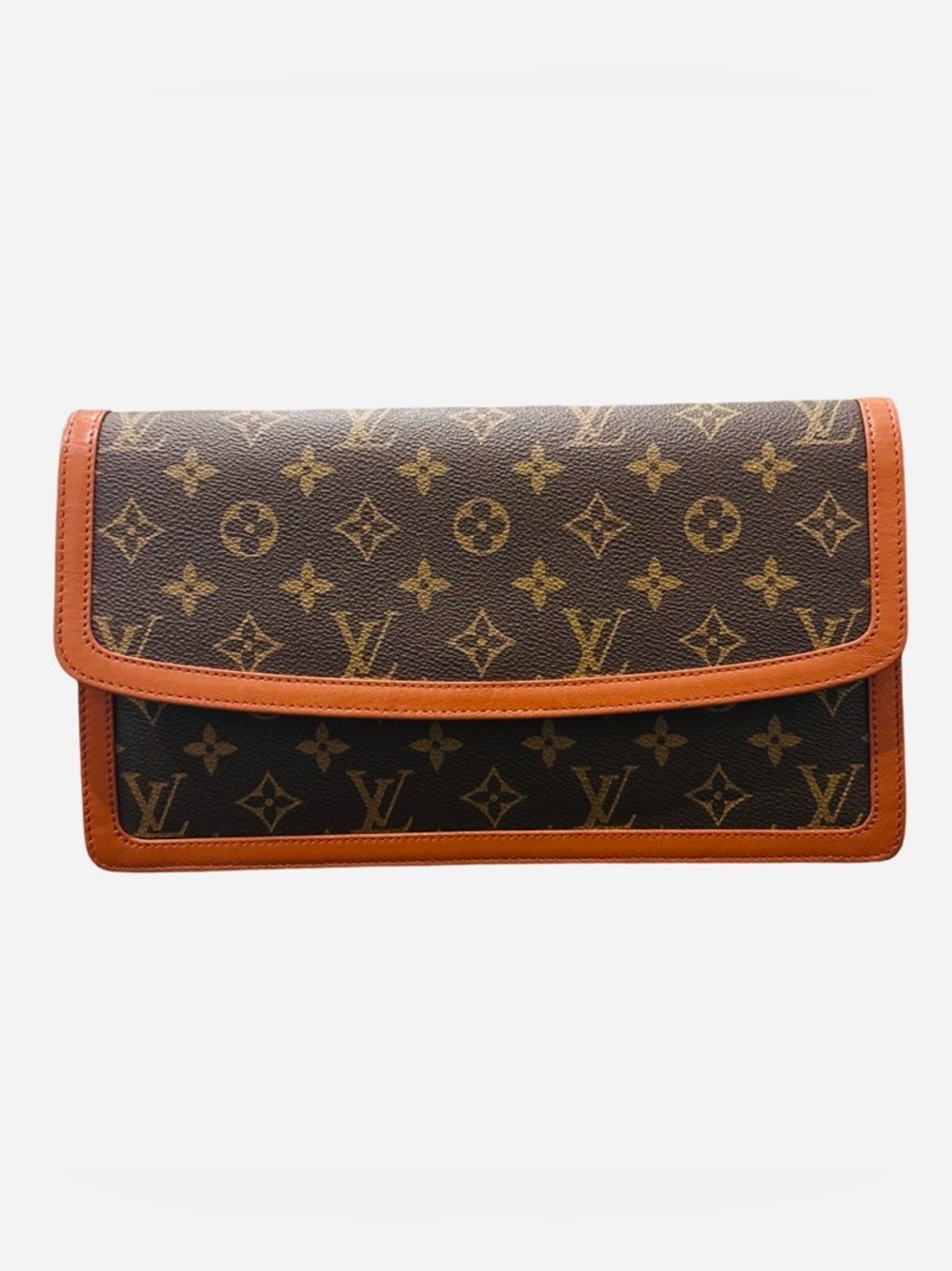 Louis Vuitton Vintage Monogram Canvas Clutch Pochette Brown LV Envelope Bag - Picture 3 of 17